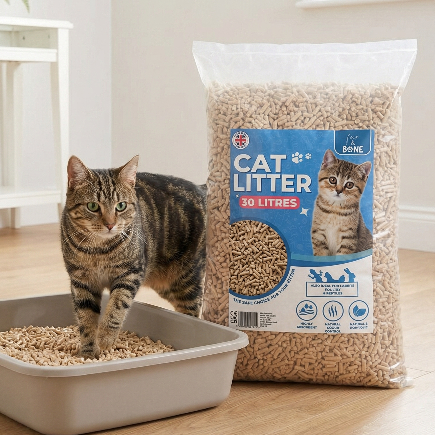 Ultra-Absorbent Wood Pellet Litter 30L – Fur & Bone