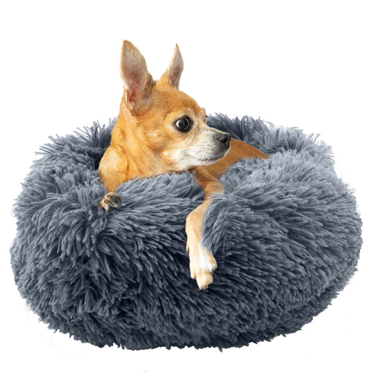 Plush Donut Pet Bed-Pet Supplies-Fur & Bone-Dark Grey-40cm-DREIBACH